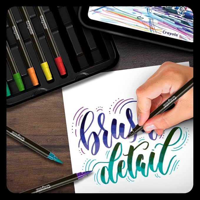 Crayola Brush & Detail Dual Tip Marker Set, 16 Markers, 32 Colors, Adult Coloring Markers, Gifts for Teens & Adults
