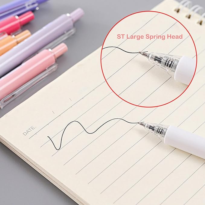 HeTaoCat Retractable Gel Pens, 0.5mm Fine Point, Quick Drying, Writing Drawing, Black ink gel pens, Box of 6 Pens (Black)