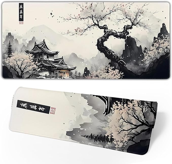 Japanese Mouse Pad, Large Japanese Desk Mat, XL Anime Gaming Keyboard Mat, Non-Slip Rubber Base, Big Extended Desk Protector for Home Office, 31.5”x11.8”