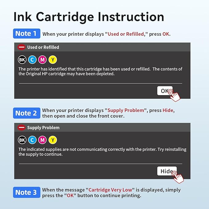 923 Ink Cartridges Combo Pack Replacement for HP 923e 923 923XL Ink Cartridges Work for OfficeJet 8120 8122e 8123 OfficeJet Pro 8130 8135e 8138e 8139e Printer Without Chip (4 Pack)