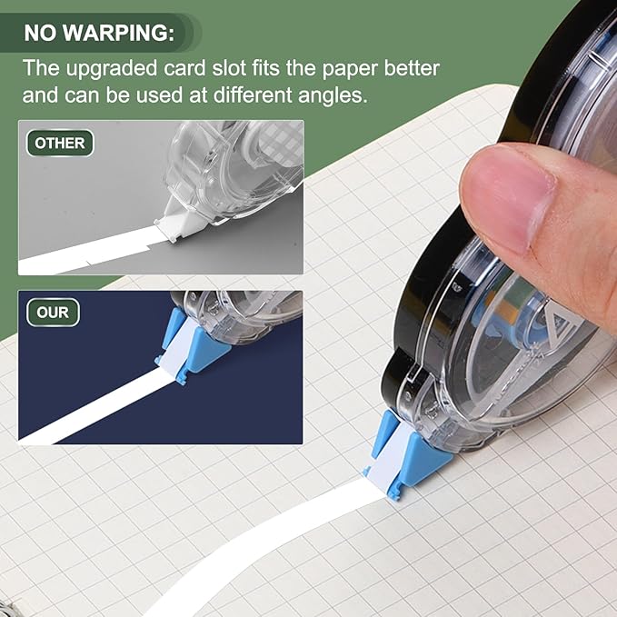 M&G 6Pcs 39 Ft Tape, Correction Tape Tear Resistant Whiteout Tape Easy to Use Instant Bulk Cool Transparent Dispenser for Classroom Office, Black