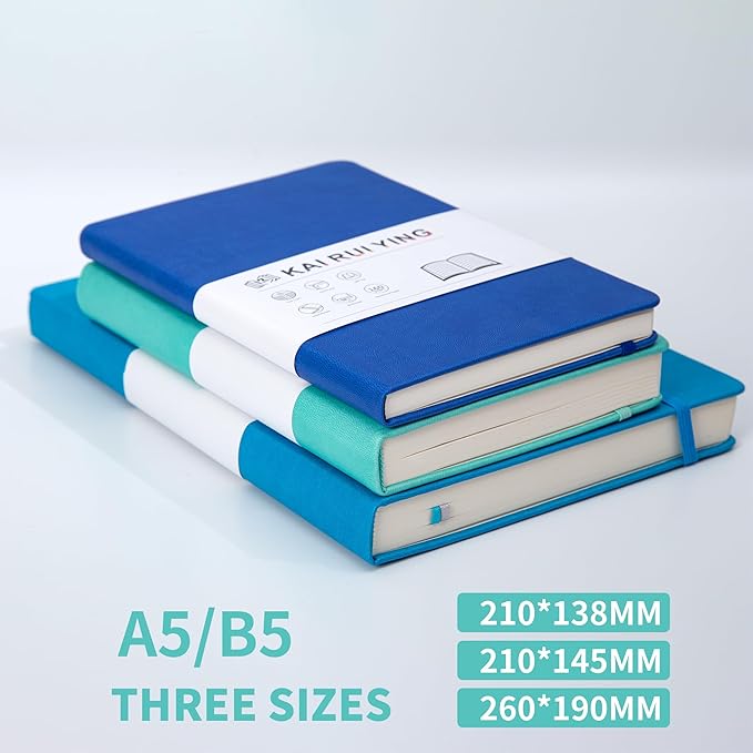 KaKaiRuiYing Lined Journal Notebook with Pen Holder, 320 Pages, 5.5'' × 8.6'' Medium Size A5-100 GSM Thick Paper, for Writing, Work, Office, Leather Hardcover