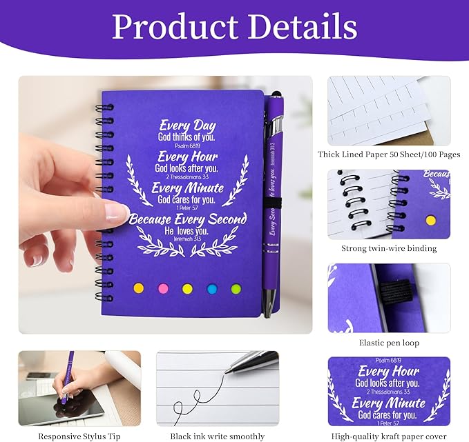 400 Pcs Bulk Christian Gifts Prayer Journal for Woman - 200 Set Religious Notepad with Christian Pen - Bible Notebook - Church Gifts for Mother's Day, Bible Study, and Family Devotions ( Colorful )