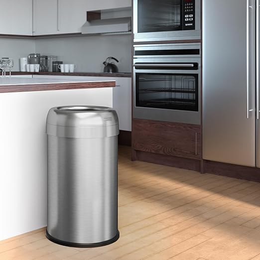 iTouchless 13 Gallon Dual-Deodorizer Trash Can and Recycle Bin Stainless Steel Commercial Grade, Large 10 Inch, Home, Restaurant, Restroom, Office, Open Top, Round