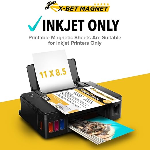X-bet MAGNET Inkjet-Optimized Printable Magnetic Sheets - 8.5x11 Magnet Paper for DIY Stickers, Decorations, Labels - Easy to Print, Cut & Create Your Own Magnets (Glossy, 3pcs)