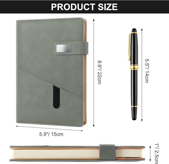 A5 Blank Journal Notebook, Refillable Hardcover Leather Sketchbook with Pocket and Magnetic Buckle, 240 Pages Thick Travel Sketchbooks for Drawing and Writing, 80gsm Unlined Journal for Men and Women