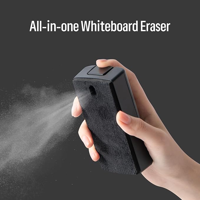 LOUKIN All-in-One Magnetic Dry Erase Eraser (2 Dry Erase Markers Included), Patent Whiteboard Eraser with Whiteboard Cleaner, Glass Board Eraser for Classroom, Home and Office
