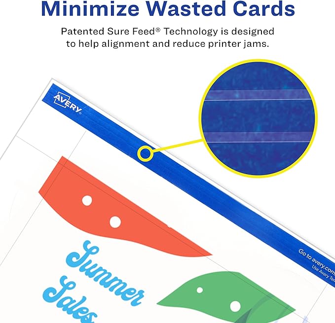 Avery Printable Postcards with Sure Feed Technology, 4" x 6", White, 100 Blank Postcards for Laser Printers (5389)