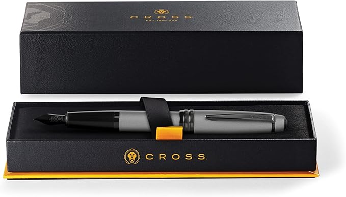 Cross Bailey Refillable Fountain Presented in a Premium Gift Box - Medium Point, Black Ink, Matte Gray