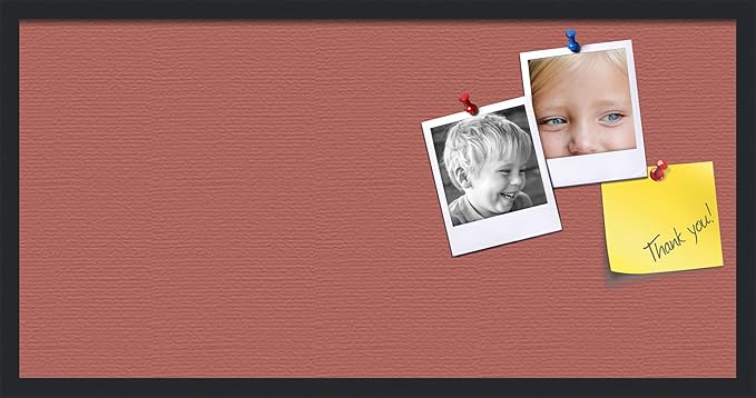 PinPix 36x18 Inch Cork Bulletin Board. This Decorative Framed Pin Board Comes with Crimson Pastel Design and a Satin Black Frame. Ideal for Home Office Decor or Message Board (PinPix-1807)