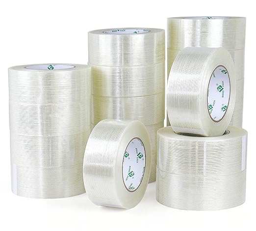 BOMEI PACK 18PACK Fiber Reinforced Packing Tape, 5.5Mil 2Inx 55Yds, Heavy Duty Strapping Tape 2inch