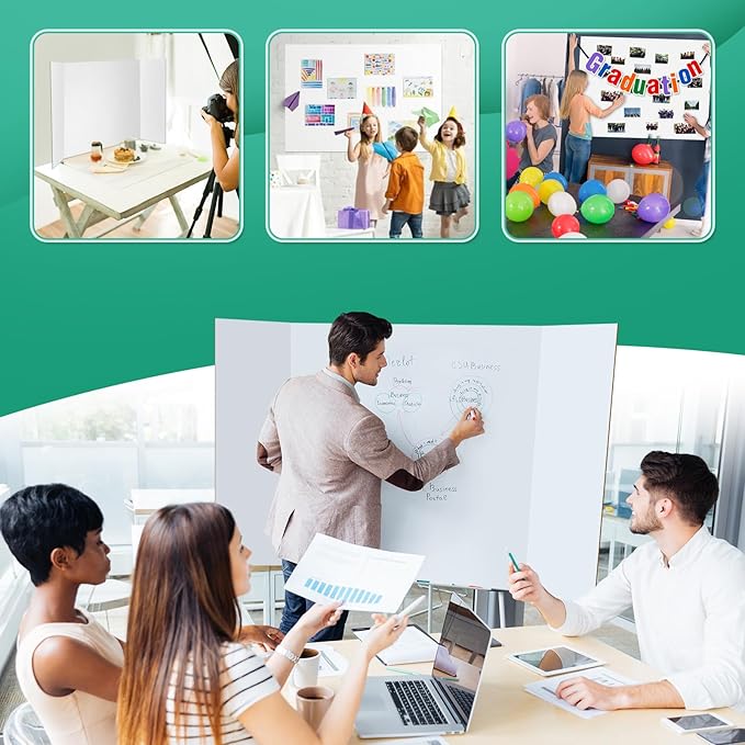 6 Pack Trifold Poster Board 48" X 36", IKAYAS Double Sided White Tri-fold Poster Boards, Science Fair Display Boards Posterboard Foamboard for Mounting, Art, Display, Projects Classroom Supplies