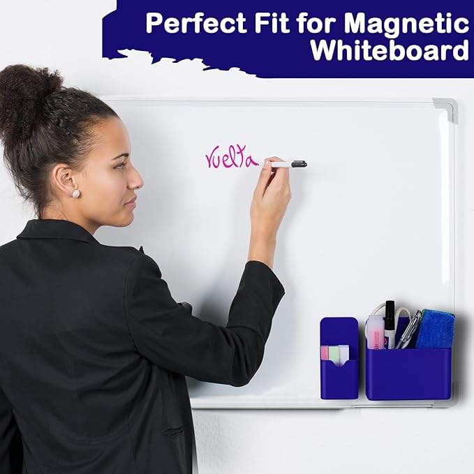 Magnetic Pen Holder,2 Pack Magnetic Dry Erase Marker Holder with Generous Compartments,Strong Magnet Storage Marker Pen Pencil Organizer for Refrigerator,Whiteboard,Locker Accessories