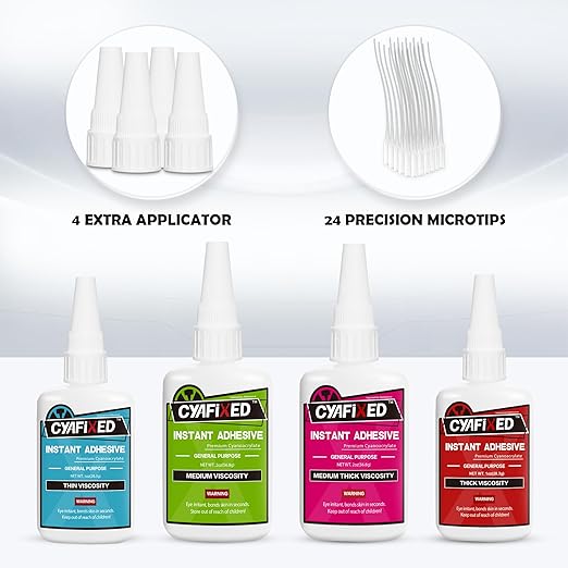 Super Glue Liquid, Instant Clear Cyanoacrylate Adhesive, Food Safe CA Glue for Shoe Sole Repair Leather Ceramic Plastic Glass Metal Woodworking Aquarium Porcelain Rubber Pottery Boot Model Craft