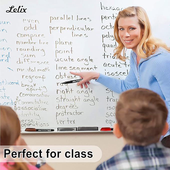 Lelix Dry Erase Markers - 42 Pack, 14 Colors, Chisel Tip, Perfect for Kids & School, Office Use, Whiteboard & Mirror Writing