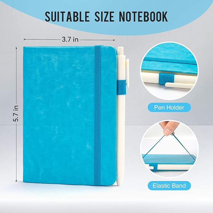 Pocket Small Notebook Journals, 8 Pack (Ocean Blue) Mini Notebook 3.7x5.7 Journaling Notebooks for Women Men, Hardcover Lined Note Pads with Pens for Work, Business, Travel Journal, Office Supplies