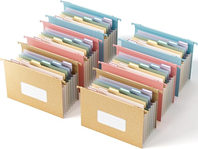 Wheat Straw Expanding Hanging File Folders, 3 Color File Organizer, 1.2" Accordion Pockets, Large Capacity, Letter Size for Filing Cabinet, 100% BPA Free, Return to Nature, Healthy Living-6