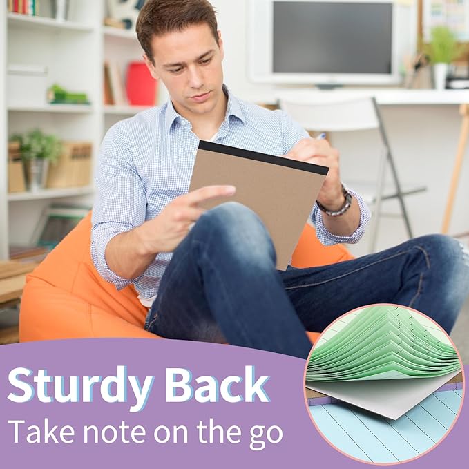 Colored Legal Pads, 3 Pack Writing Pads 8.5 x 11 inch, Micro Perforated Notebooks with Sturdy Back, Wide Ruled, 30 Sheets Per Writing Pad for School, College, Office, Professional (Blue/ Purple/Green)