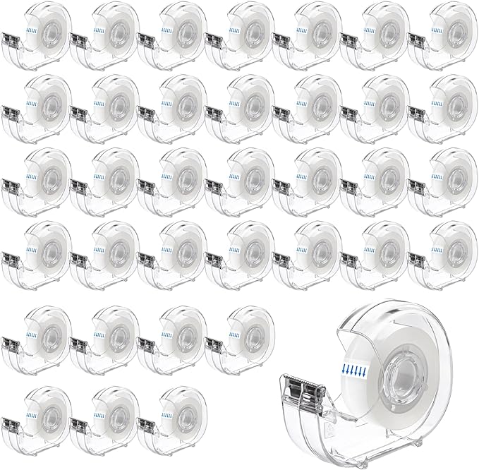 36 Pcs Transparent Tape with Dispenser, 0.7 in x 1000 in Clear Tapes and Refillable Dispensers, Office Tape Rolls with Dispenser Bulk for Craft Jobs, Gift Wrapping, Repairing, Home and School