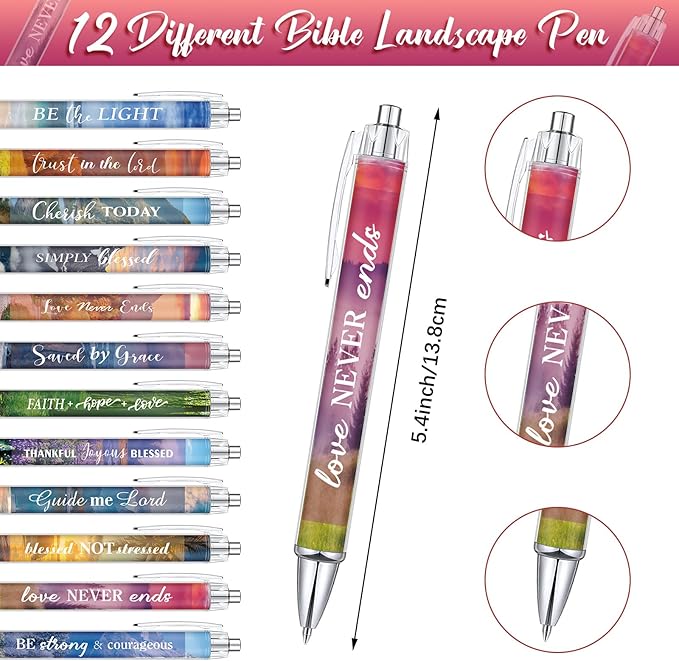 Colarr 24 Pcs Christian Bulk Gifts for Women Men Bible Verse Pens and Notebooks Religious Easter Gifts Scripture Ballpoint Pens Journals Sunday School Church Inspirational Study Supplies(Scenery)