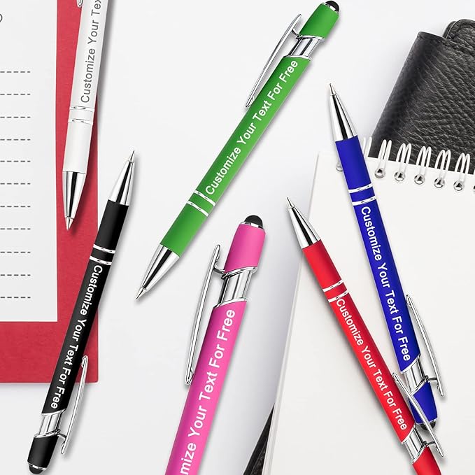 Max 500 Pcs Personalized Pens Bulk, Custom Pens with Free Engraving, Customized Stylus Tip Ballpoint Pen with Your Name Massage Text for School Office Business Graduation Anniversaries-500 Packs