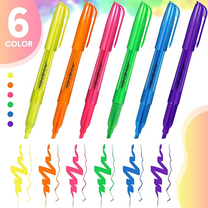 Thenshop 300 Pcs Highlighter Bulk Pack Assorted Colors Highlighter Markers Chisel Tip Fluorescent Pens for Office Classroom Back to School Supplies