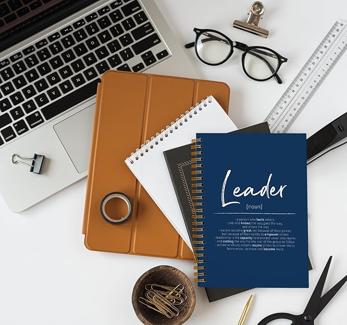 OXW Navy Blue Meeting Notebooks for Work, Leadership Gifts Office Work Notebook Journal for Writing Note Taking, Thank You Gifts for Women Men Leader Mentor Boss Manager Principal, 5.5"x8.3"