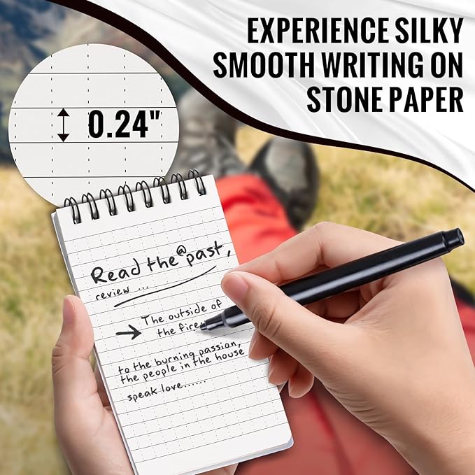 POPYOLA 4 Pack Waterproof Pocket Notebook, 3x5 Pocket Notepad, All Weather Mini Spiral Notepad, Write in the Rain Police Notepad with 100 Squared Pages for Outdoor Home Office School