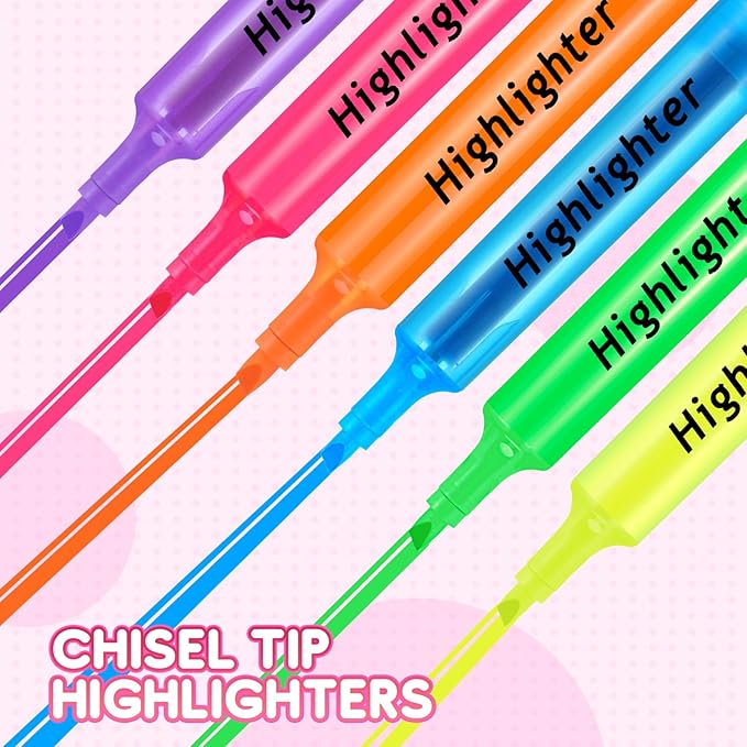 Qilery 72 Pack Highlighters Bulk, Tank Style Chisel Tip Highlighters Markers Quick Drying for Kids and Adult Coloring, Classroom Home Office School Supplies (Pink)