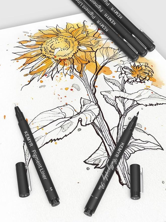 4 Micro Fine liner Drawing Art Pens Calligraphy Pens: E2.0 Size Black Art supplies Waterproof Archival Black Ink Markers For Artists,Use for Professional Watercolor,Sketching