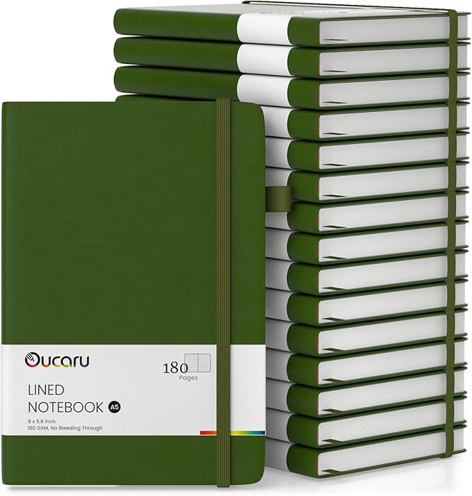 Lined Journal Notebook, 16 Pack, 180 Pages, A5 Journals for Writing, 100 GSM Thick Paper, Small Notebooks Daily Journal for Women Men Work, Business, School, Travel Supplies