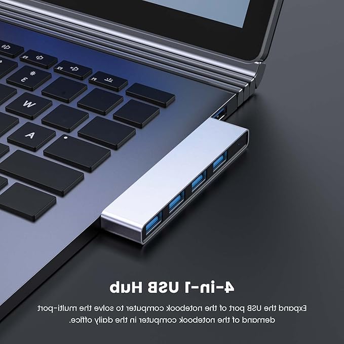 Multi Port USB Hub, Fidioto 4 Port USB Adapter(1 * 3.0 Hub, 3 * 2.0 Hub), USB Hub for Laptop, iMac Pro, MacBook Air, Mac Mini/Pro, Notebook PC, USB Flash Drives and Mobile HDD Etc.