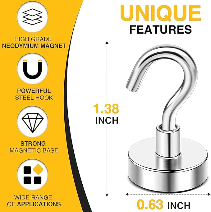 DIYMAG Magnetic Hooks, 30Lbs Strong Heavy Duty Cruise Magnet (75 Pack-Silver),Magnet S-Hooks for Classroom, Fridge, Hanging, Cabins, Grill, Kitchen, Garage, Workplace and Office etc