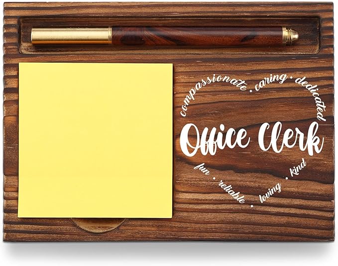 Office Clerk Gift Sticky Note Holder, Office Clerk Appreciation Gift, Thank You Gifts for Admin Secretary Receptionist Office Staff, Assistant Gifts Self-Stick Note Pad Holders Desk Organizer TZP32