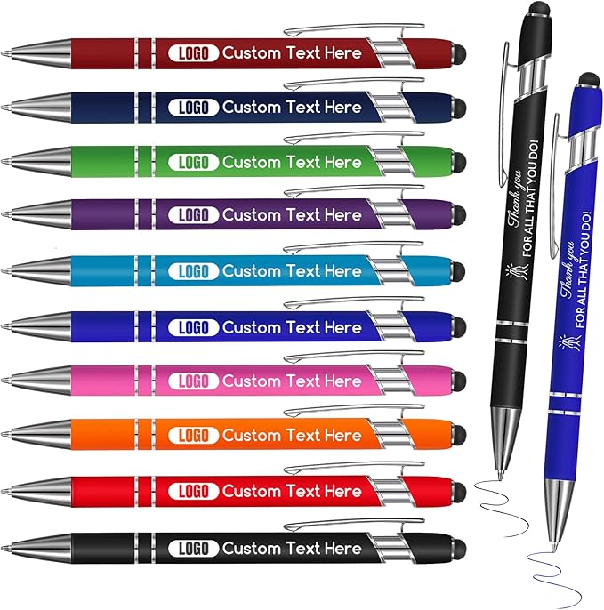 Personalized Pens Bulk 50 100pcs with Name Logo,Custom Black Blue Ink Pens, Customized Funny Quote Motivational Saying,Back to School Supplies, Graduation Office Coworker Thank You Appreciation Gifts
