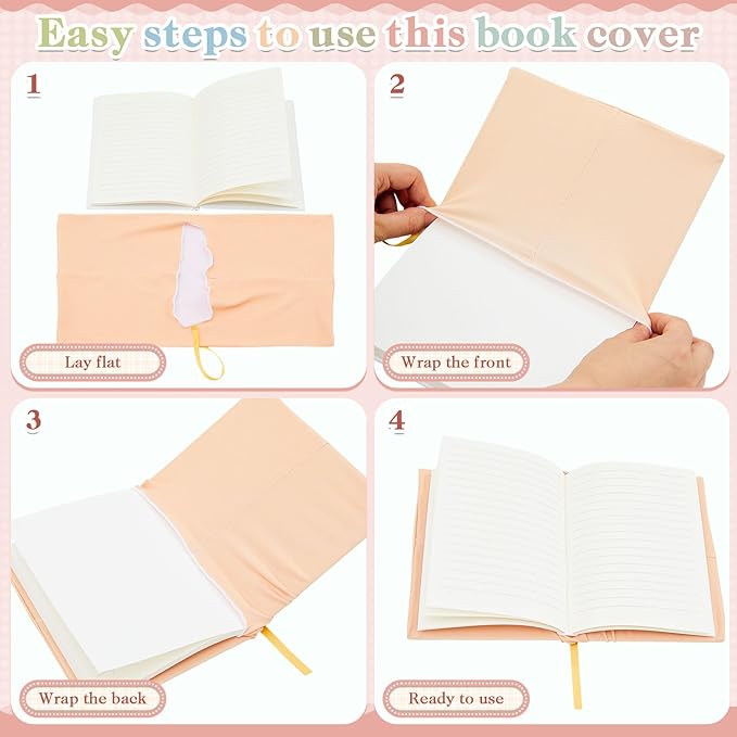 PerKoop 12 Pcs Jumbo Book Covers Stretchable Fabric School Book Protector Reusable Washable Cover Protector for Most Hardcover Textbooks(Stylish Colors,6 x 9 Inch)