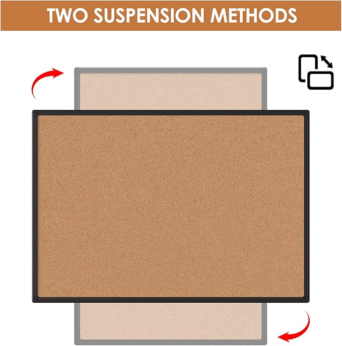 Board2by Bulletin Board 48 x 36, Black Aluminium Framed 4x3 Corkboard , Large Wall Mounted Notice Board with 18 Push Pins for School, Home & Office