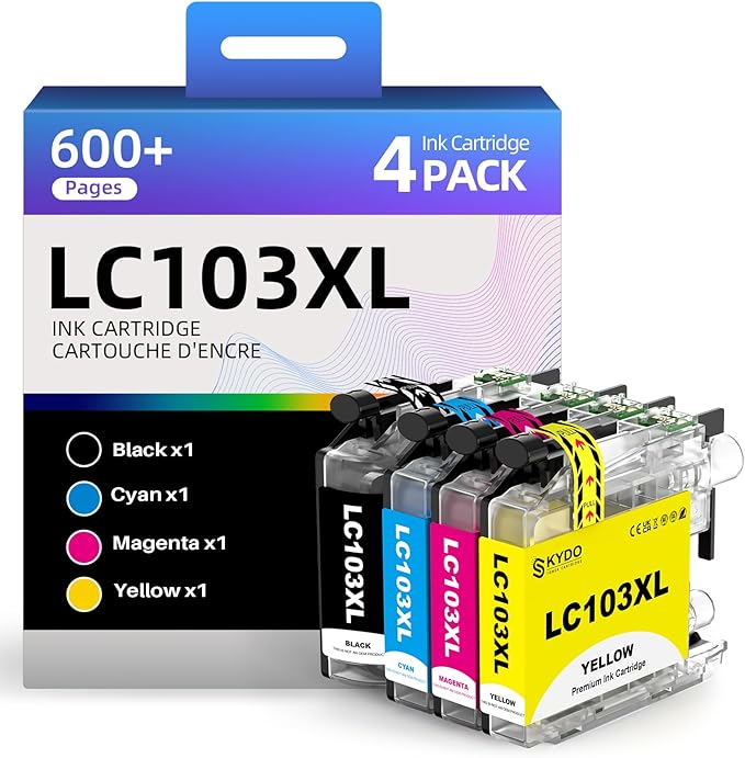 LC103XL Color Ink Cartridge Replacement for Brother LC103 XL Cartridges Use for MFC-J870DW MFC-J6520DW MFC-J475DW MFC-J6920DW MFC-J470DW(4 Pack)