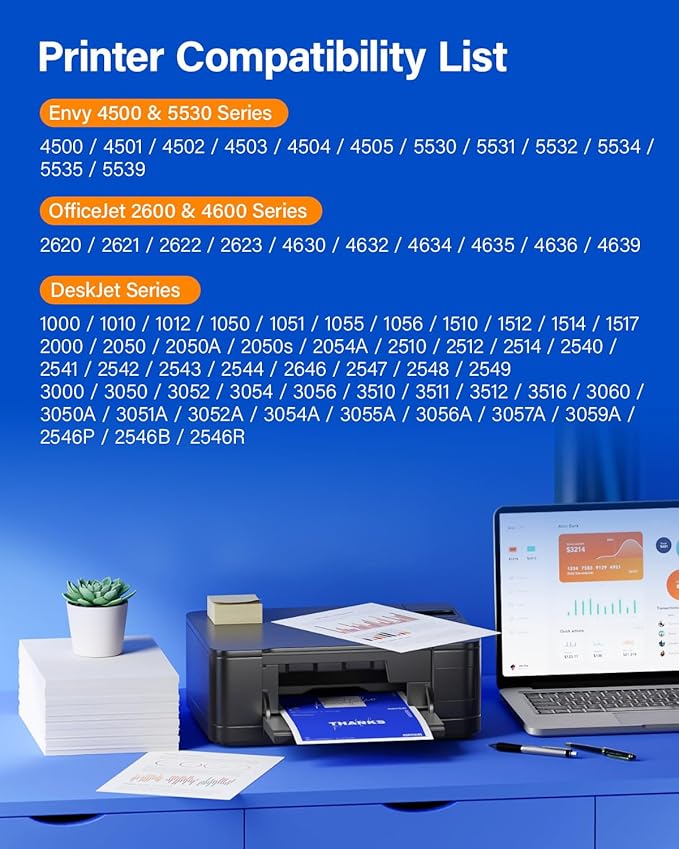 61XL Ink Cartridge High-Yield Combo Pack Replacement for HP 61XL 61 Ink DeskJet 1000 1010 1050 1510 1512 2050 2510 2540 3000 3050 3510 Envy 4500 5530 4502 OfficeJet 2620 4630 4635 Printer Black Color