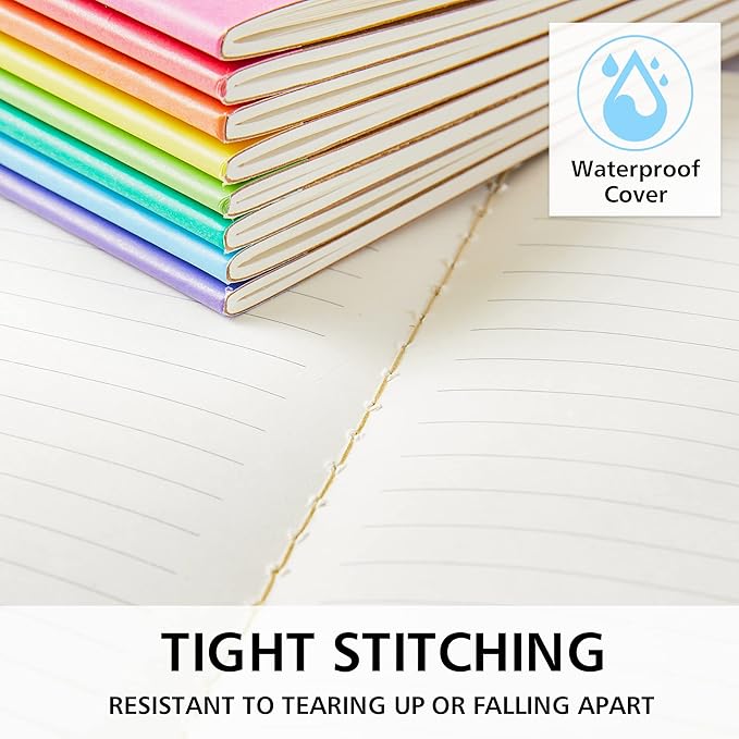 32 Pack Composition Notebooks Bulk, Feela Kraft Cover Lined Blank College Ruled Composition Travel Journals with Rainbow Spines For Women Students Business, 60 Pages, 8.3”x 5.5”, A5, 8 Colors