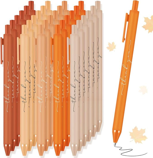 30pcs Thank You Pens Bulk Cute Multicolor Ballpoint Pen for Men Women Server Accessories Employee Holiday Appreciation Gifts for Teacher Office Back to School Party Favor (Orange)