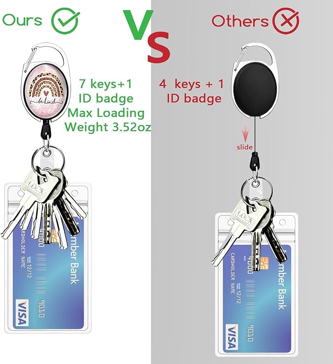 Cute Rainbow Lanyards for Id Badges, Retractable ID Badge Holder with Detachable Lanyard, Fashionable Badge Reel Heavy Duty with Carabiner Clip, Nurse Teacher Office Gifts
