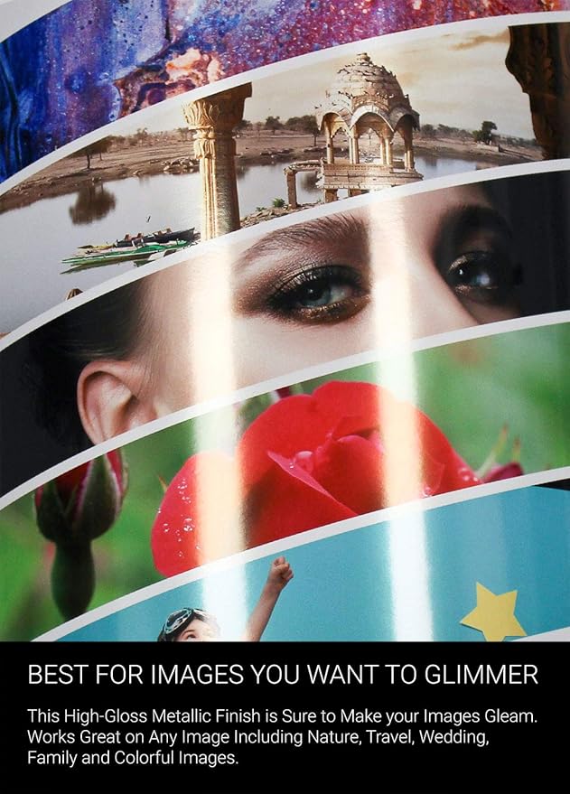 Vibrance Metallic Photo Printer Paper 10 mil 255 gsm Premium Photo Paper Sheets 17 x 22 inches 50 Sheets Works with All Inkjet Printers Including Professional Makes and Models Like Epson Canon HP