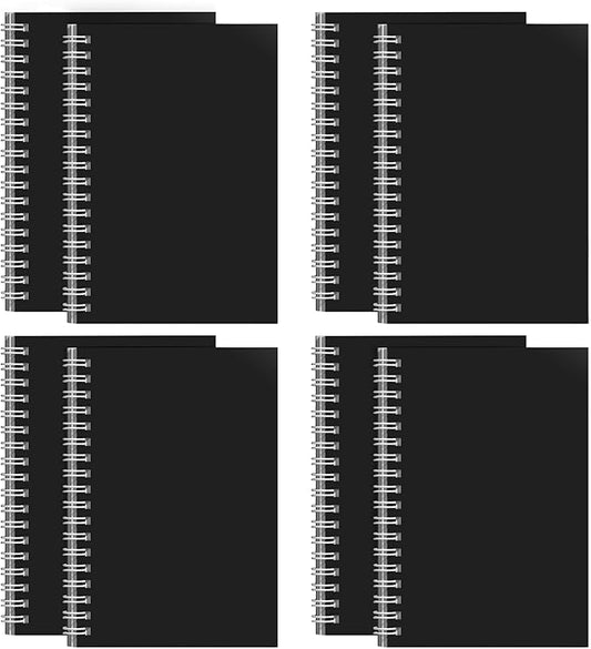 8 Pack Spiral Notebook for Work - 4" x 6" Softcover Notebooks College Ruled for Note Taking, School Supplies,400 Sheets 800 Pages Journals Black