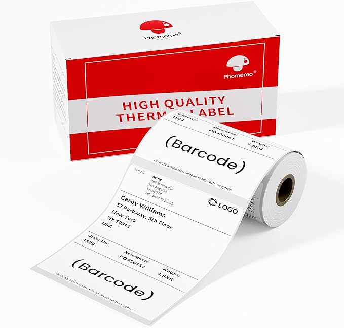 80PCs Phomemo Thermal Labels, 3.3 x 4 Shipping Label Compatible with 241-BT, M421 Label Printer