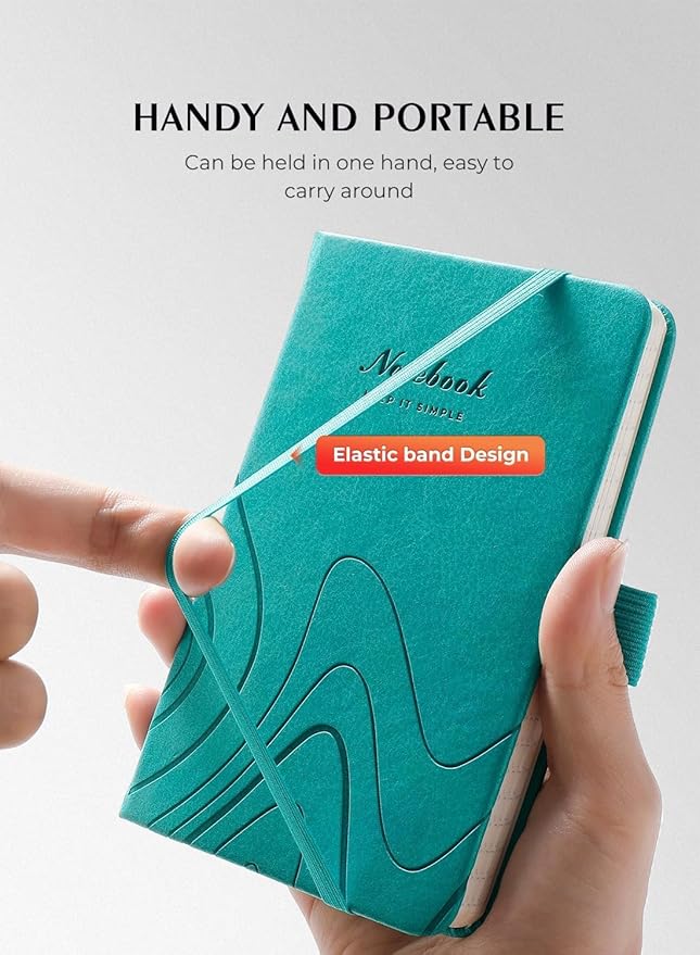 AISBUGUR Pocket Notebook, Small Notebook, 2-Pack Total 320 Pages,3.7" x 5.7" Pocket Notebook (2 Pack, Turquoise Wave)