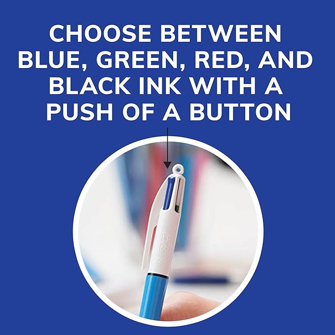 BIC 4-Color Original Retractable Ball Pens, Medium Point (1.0mm), 3-Count Pack, Retractable Ball Pen With Long-Lasting Ink