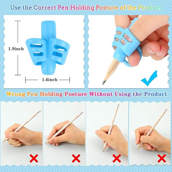 SANNIX 8 Pack Pencil Kids Grips for Kids Handwriting, Pencil Holder Grip Posture Correction Training Pen Writing Aid Tool for Kid Preschools PKidsosture Correction Training Elementary Teaching Tools