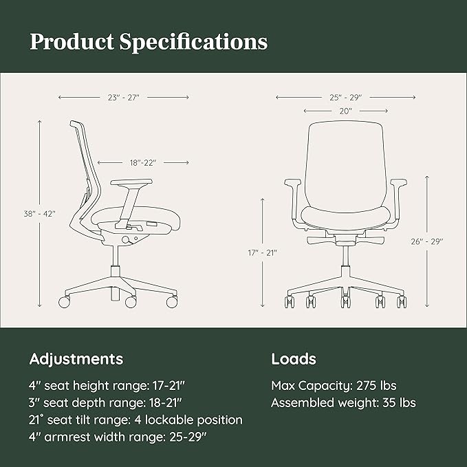 Branch Ergonomic Chair - A Versatile Desk Chair with Adjustable Lumbar Support, Breathable Mesh Backrest, and Smooth Wheels - Experience Optimal Comfort and Support - Light Blue