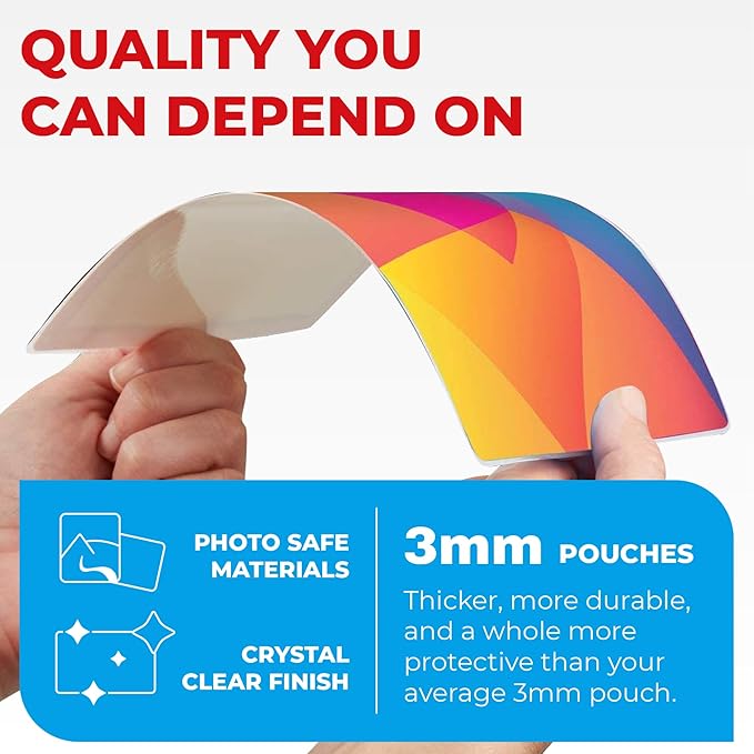 3MIL Thermal Laminating Sheets (125 Count) Photo, Card, Notecard, ID Badge, and Business Card Sizes, Dry-Erase Friendly Laminating Pouches, Compatible with Laminators, Crystal Clear Laminated Finish